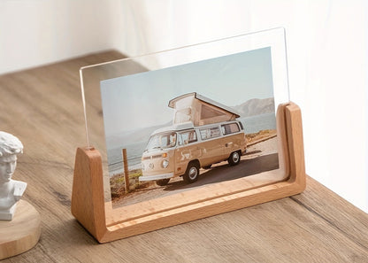UFrameLuxe™ – U-Vorm Foto Frame van Hout & Acryl – Moderne Staande Fotolijst