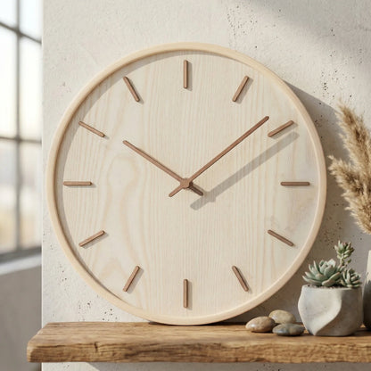 Elysia Grote Wandklok - Massief Hout, Minimalistisch Design 1