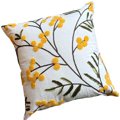 Elysia Kussenhoes - Microvezel, Geborduurde Gele Bloemen 0