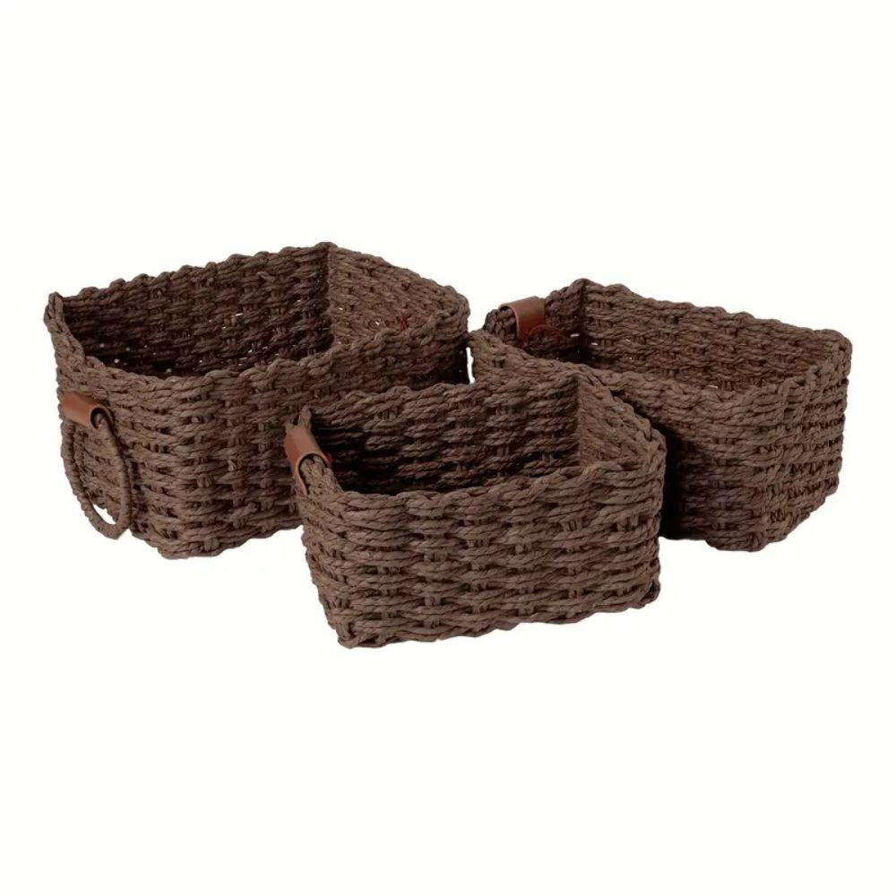 Elysia Opbergmanden Set - Handgeweven Rieten, Drie Maten 0