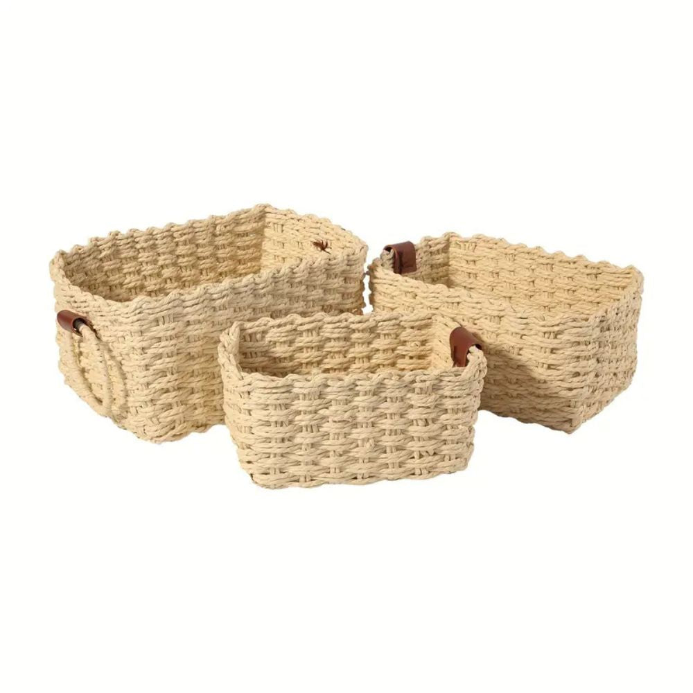 Elysia Opbergmanden Set - Handgeweven Rieten, Drie Maten 9