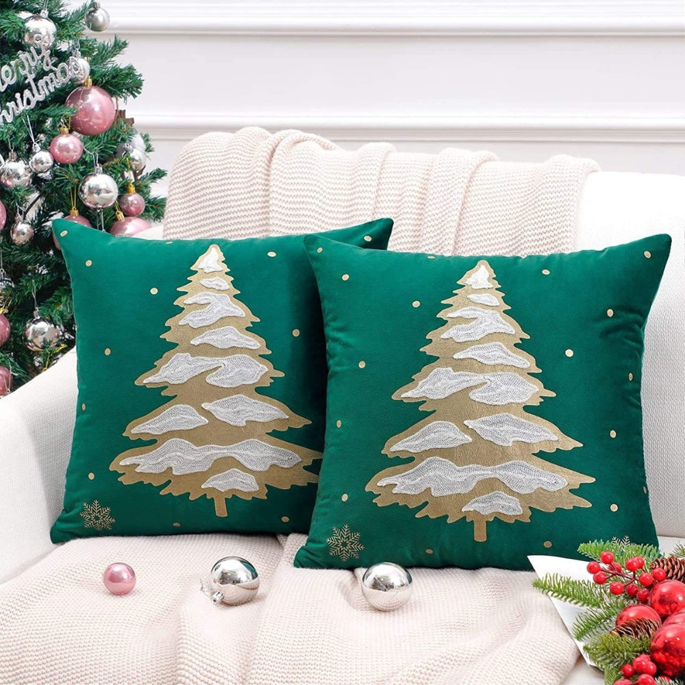 Elysia Sierkussen - Fluweel met Kerstboom Design, 45x45 cm 1