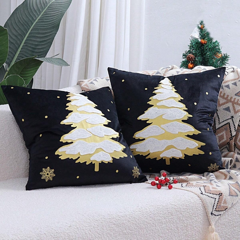 Elysia Sierkussen - Fluweel met Kerstboom Design, 45x45 cm 2