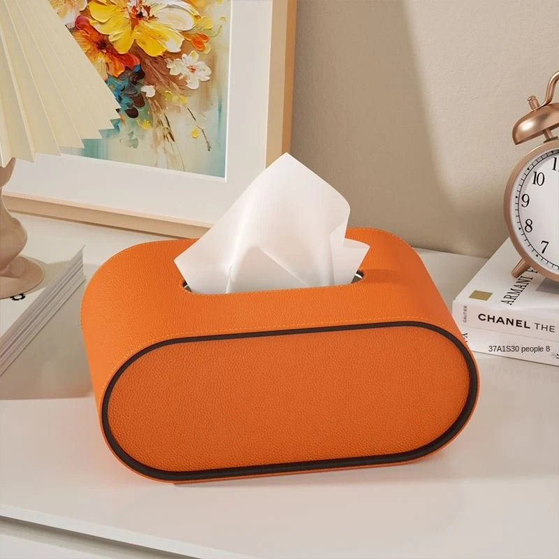 Elysia Tissuebox - Leren Ovaal Design, Stijlvol Accessoire 0