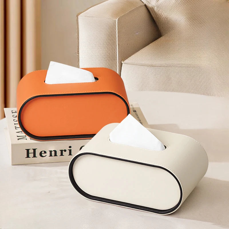 Elysia Tissuebox - Leren Ovaal Design, Stijlvol Accessoire 1