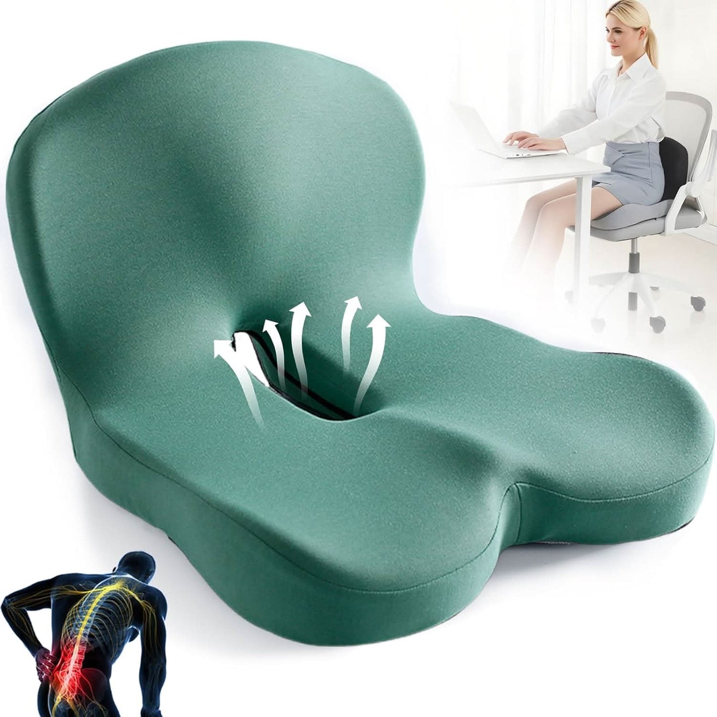 Elysium Ergonomisch Zitkussen - Traagschuim, Ondersteunt Gezonde Zithouding 6