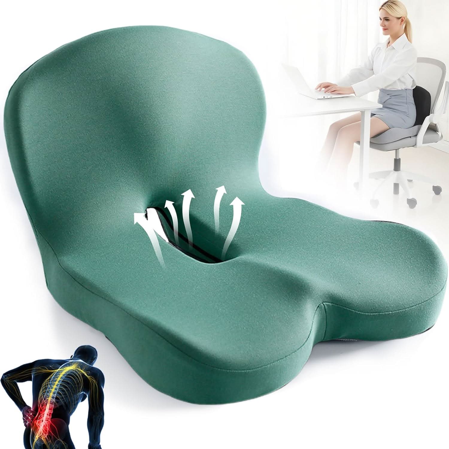 Elysium Ergonomisch Zitkussen - Traagschuim, Ondersteunt Gezonde Zithouding 6
