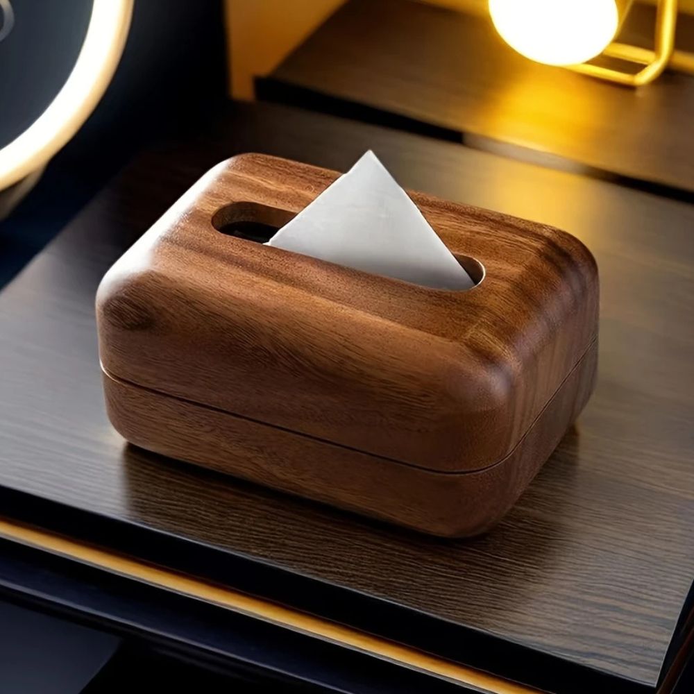 Eterra Tissuehouder - Walnoot Hout, Compact en Stijlvol 1