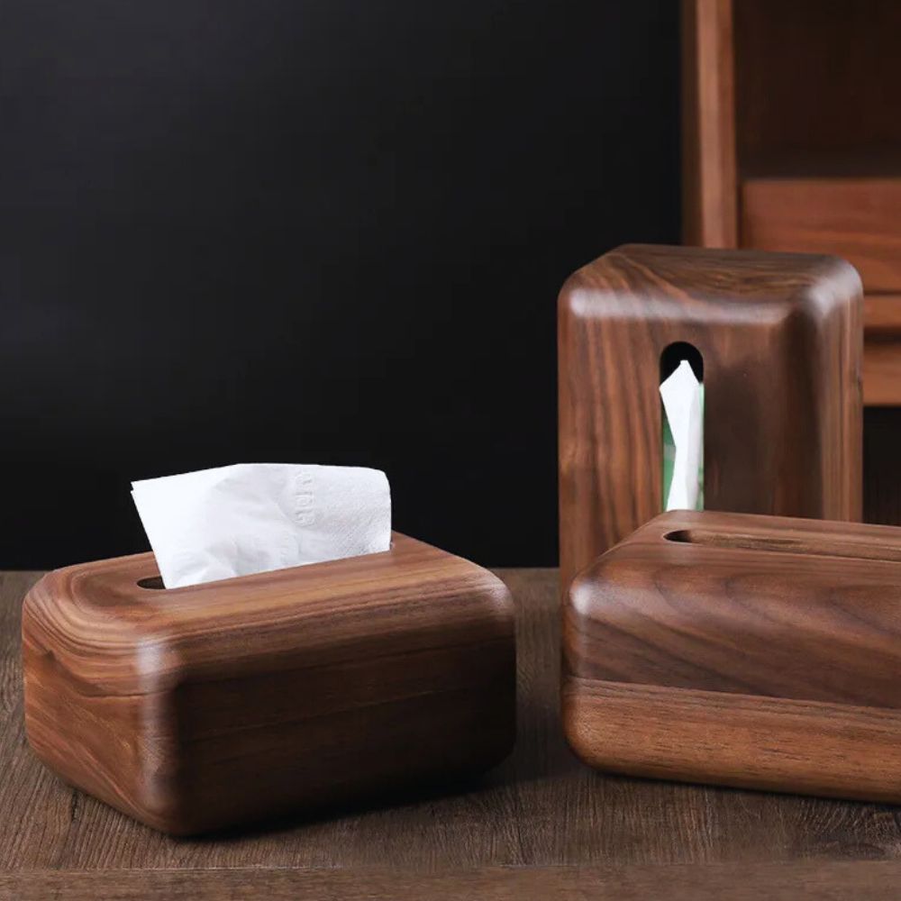 Eterra Tissuehouder - Walnoot Hout, Compact en Stijlvol 4