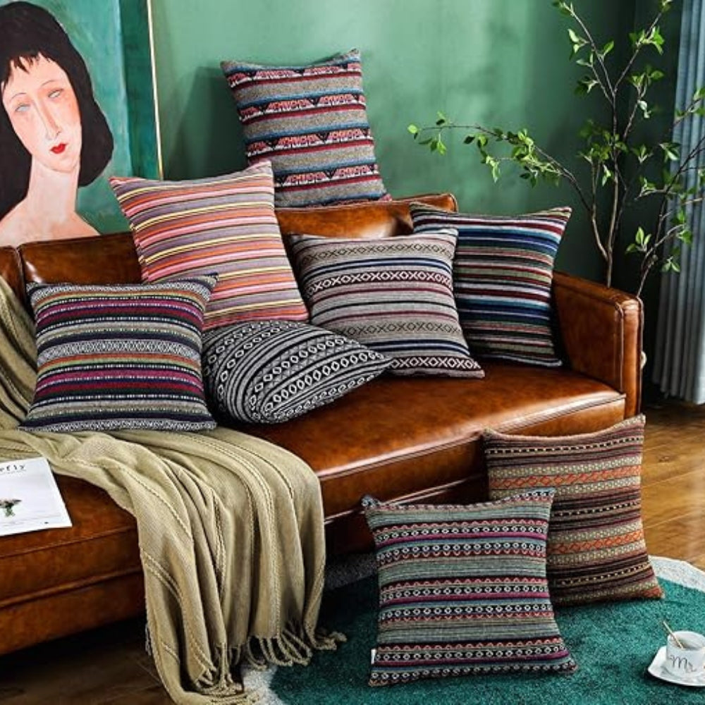 Etnica Kussenhoes 45x45 - Geweven Microvezel, Bohemian Stijl voor Kussens Bank 1
