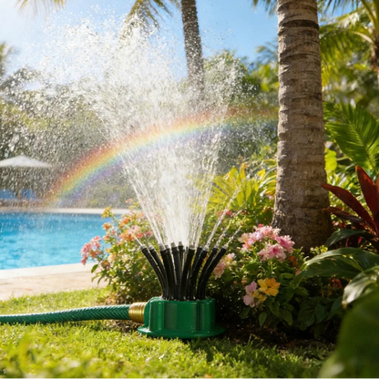AquaMulti360™ – Automatische 360° Meerkopsproeier – Grote Tuin Bewatering
