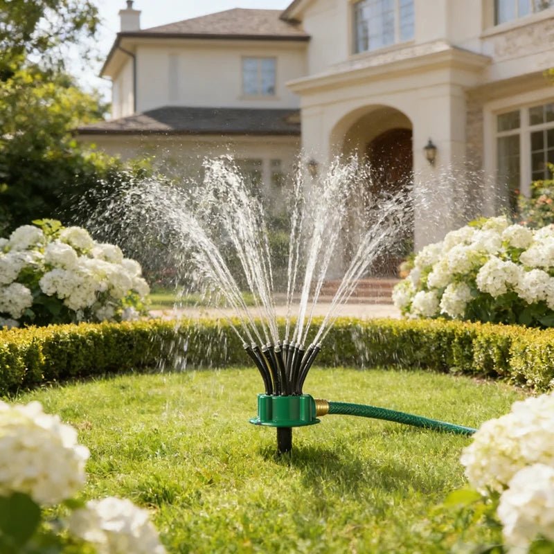 AquaMulti360™ – Automatische 360° Meerkopsproeier – Grote Tuin Bewatering