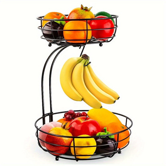 Fiora Fruitmand - 2-Laags Metaal met Bananenhouder 0