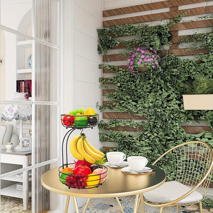 Fiora Fruitmand - 2-Laags Metaal met Bananenhouder 2