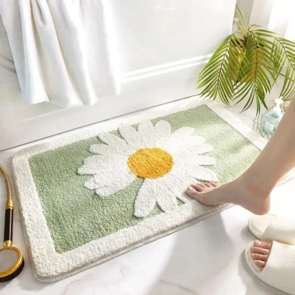Fleur Badmat Antislip - Microvezel, Vrolijk Madeliefjesontwerp 0