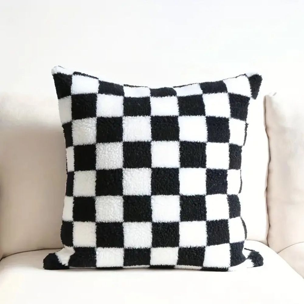 Flint Mate Kussenhoes 50x50 - Zacht Imitatiebont, Geruit 0