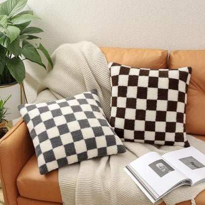 Flint Mate Kussenhoes 50x50 - Zacht Imitatiebont, Geruit 2