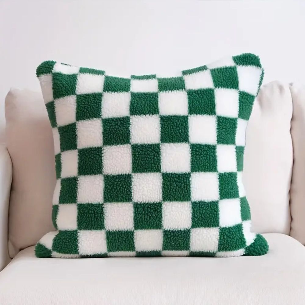 Flint Mate Kussenhoes 50x50 - Zacht Imitatiebont, Geruit 8