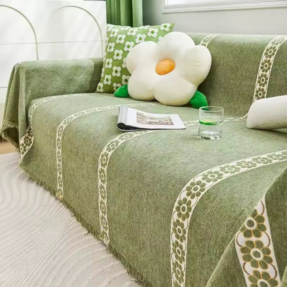 Flora Bankhoes - Premium Chenille, Bladpatroon 4
