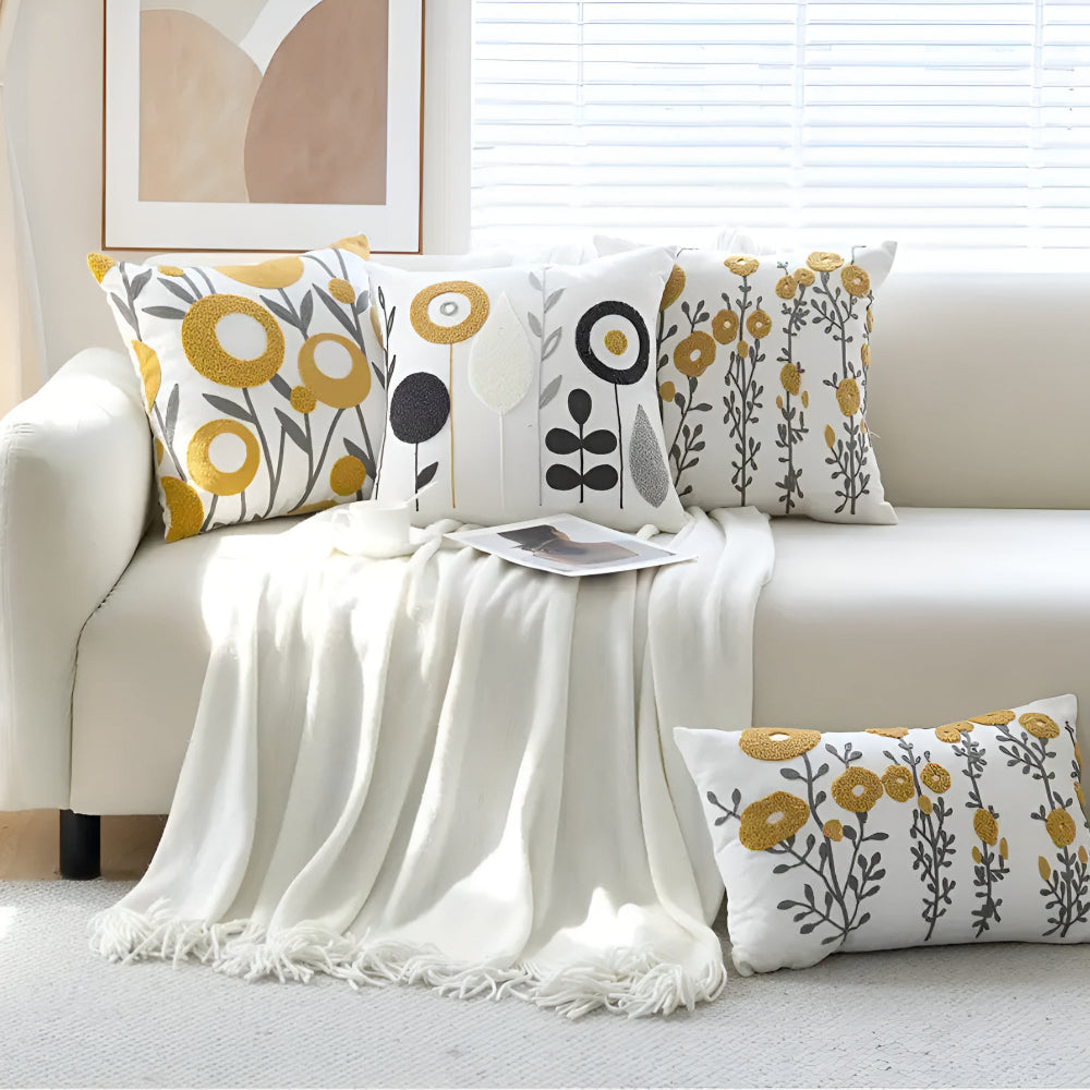 Floria Kussenhoes - Geborduurd Microvezel, Tijdloos Design 1
