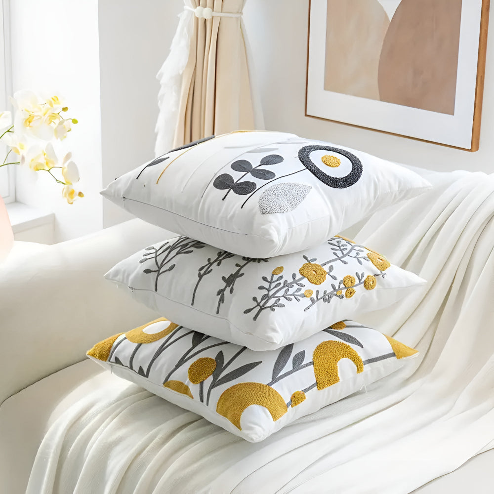 Floria Kussenhoes - Geborduurd Microvezel, Tijdloos Design 3