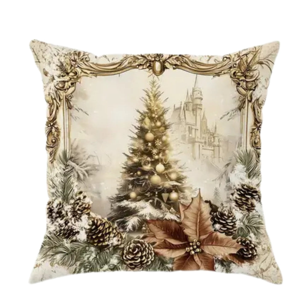 Gala Kussenhoes - Fluweel, Gouden Kerstmotieven 2