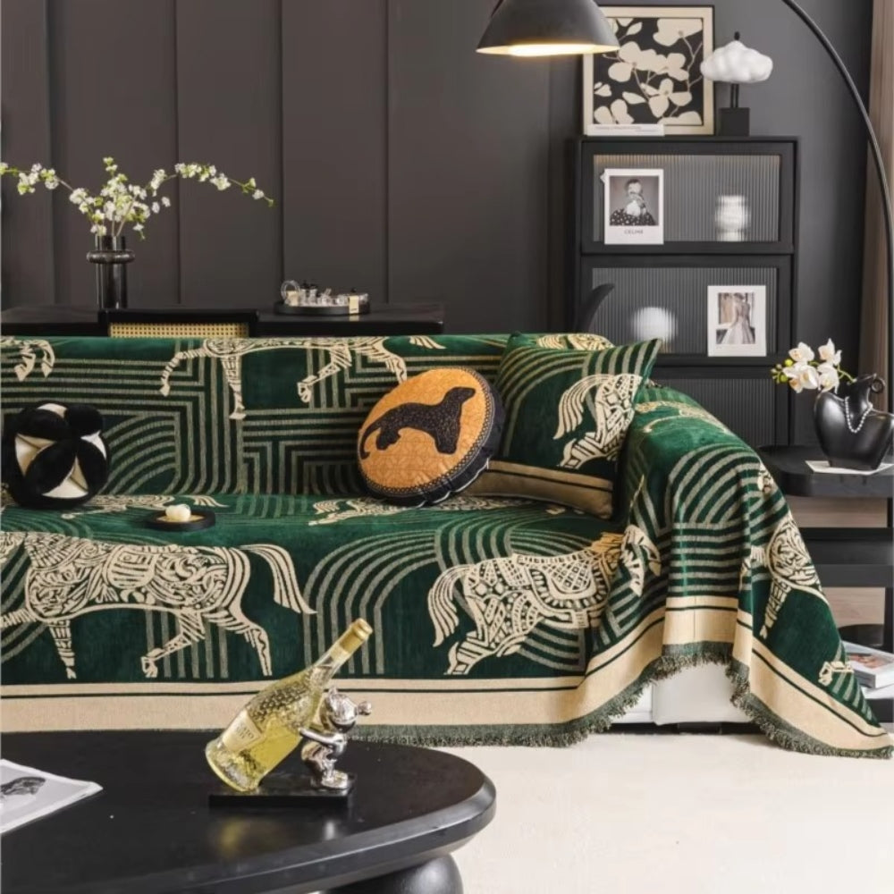Gallora Bankhoes - Luxe Chenille, Paardenprint 0