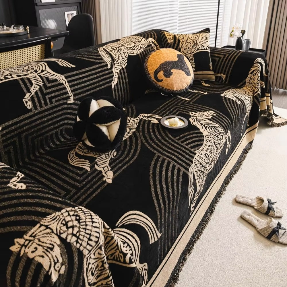 Gallora Bankhoes - Luxe Chenille, Paardenprint 1