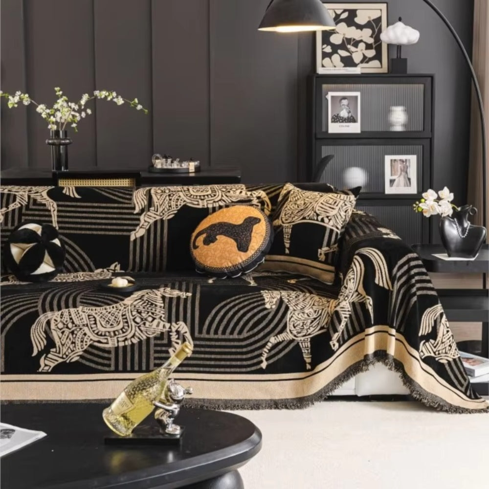 Gallora Bankhoes - Luxe Chenille, Paardenprint 2