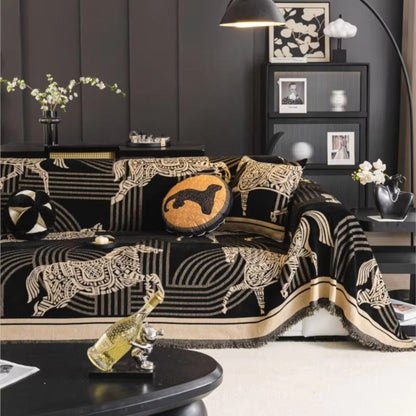 Gallora Bankhoes - Luxe Chenille, Paardenprint 2