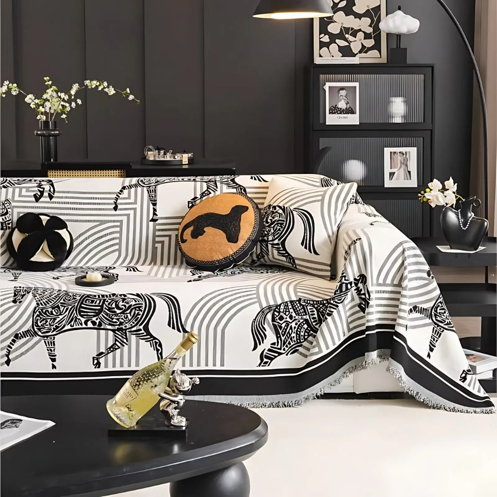Gallora Bankhoes - Luxe Chenille, Paardenprint 3