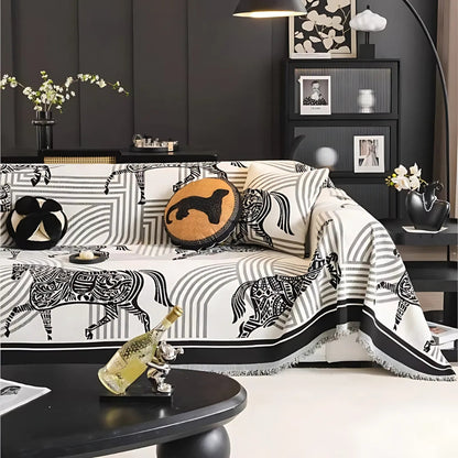 Gallora Bankhoes - Luxe Chenille, Paardenprint 3