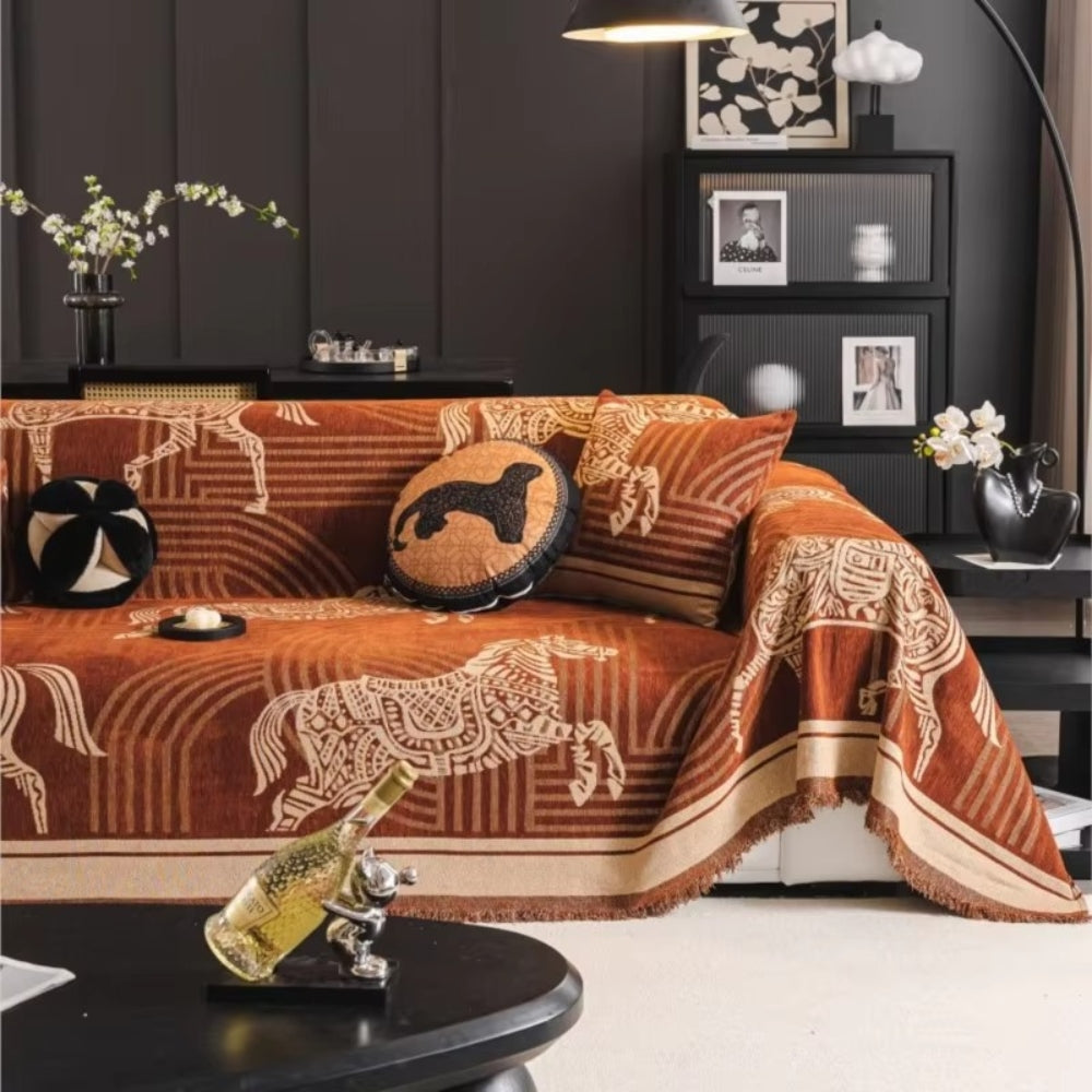 Gallora Bankhoes - Luxe Chenille, Paardenprint 4