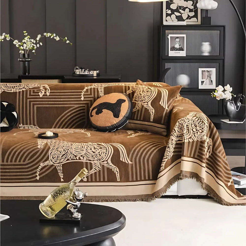 Gallora Bankhoes - Luxe Chenille, Paardenprint 5