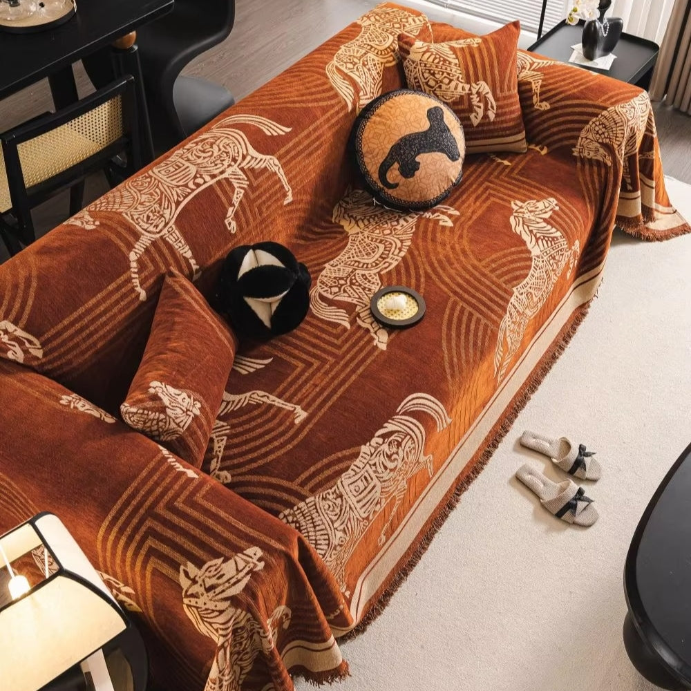 Gallora Bankhoes - Luxe Chenille, Paardenprint 6
