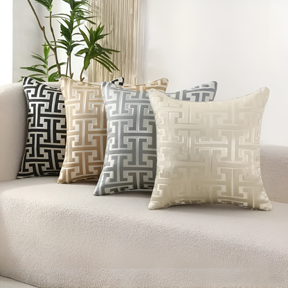 Gavino Kussenhoes - Geometrisch Jacquard, Chenille en Fluweel 45x45 cm 1
