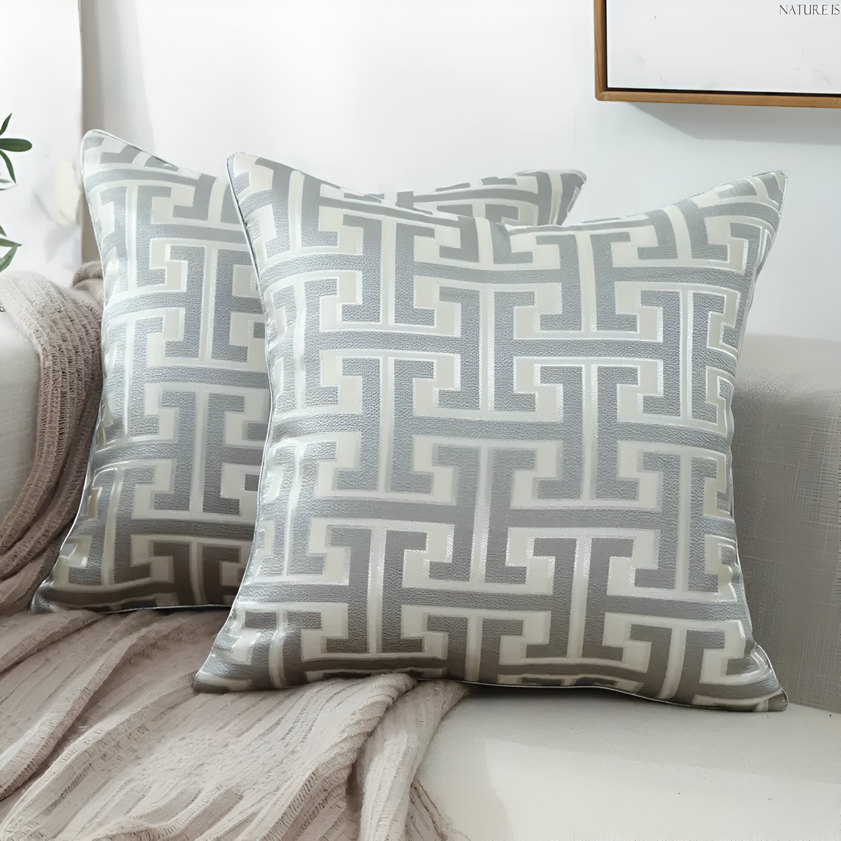 Gavino Kussenhoes - Geometrisch Jacquard, Chenille en Fluweel 45x45 cm 2