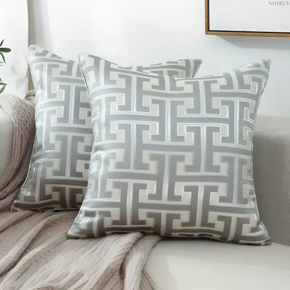 Gavino Kussenhoes - Geometrisch Jacquard, Chenille en Fluweel 45x45 cm 2