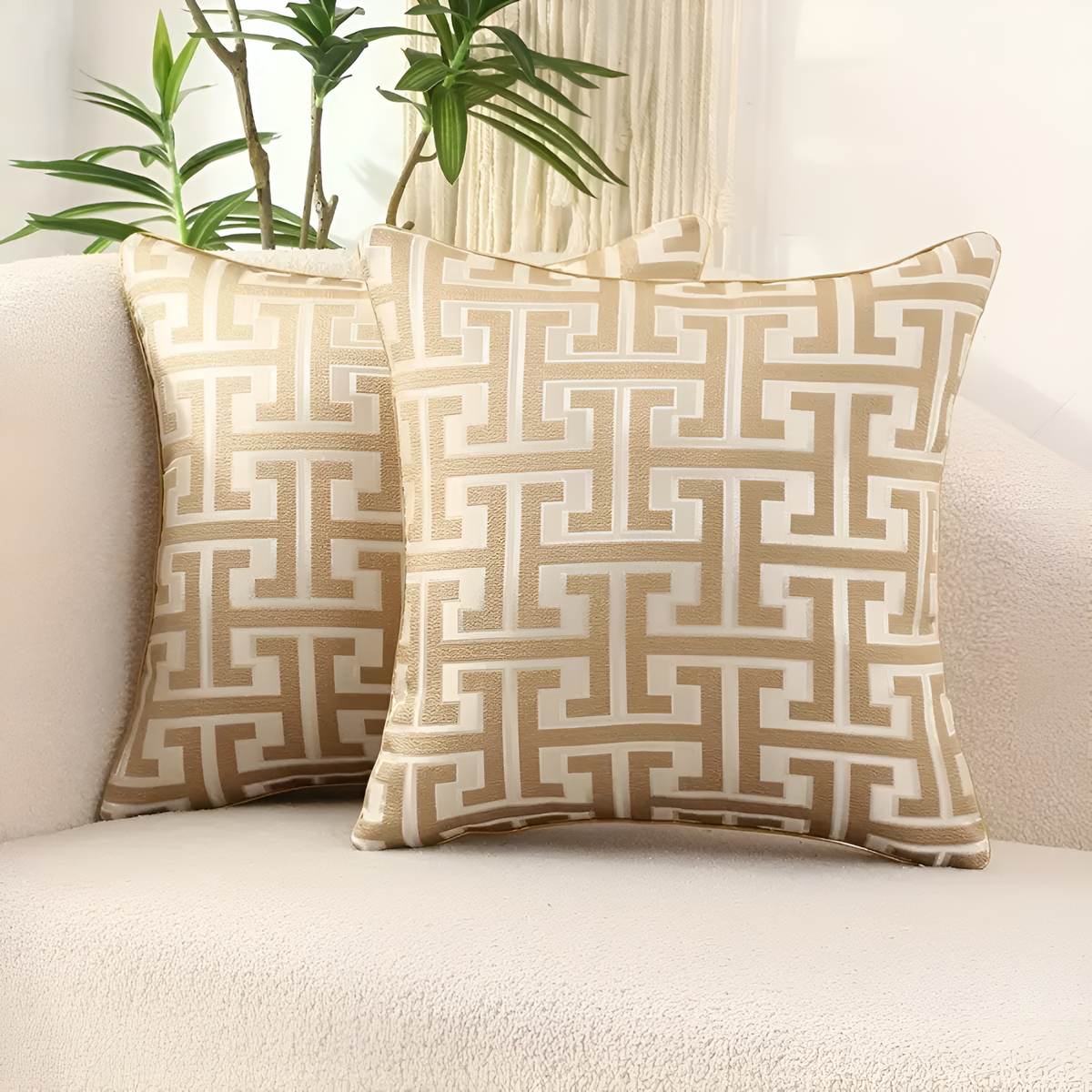 Gavino Kussenhoes - Geometrisch Jacquard, Chenille en Fluweel 45x45 cm 5
