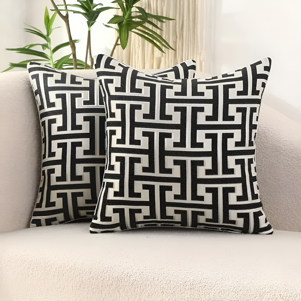 Gavino Kussenhoes - Geometrisch Jacquard, Chenille en Fluweel 45x45 cm 7