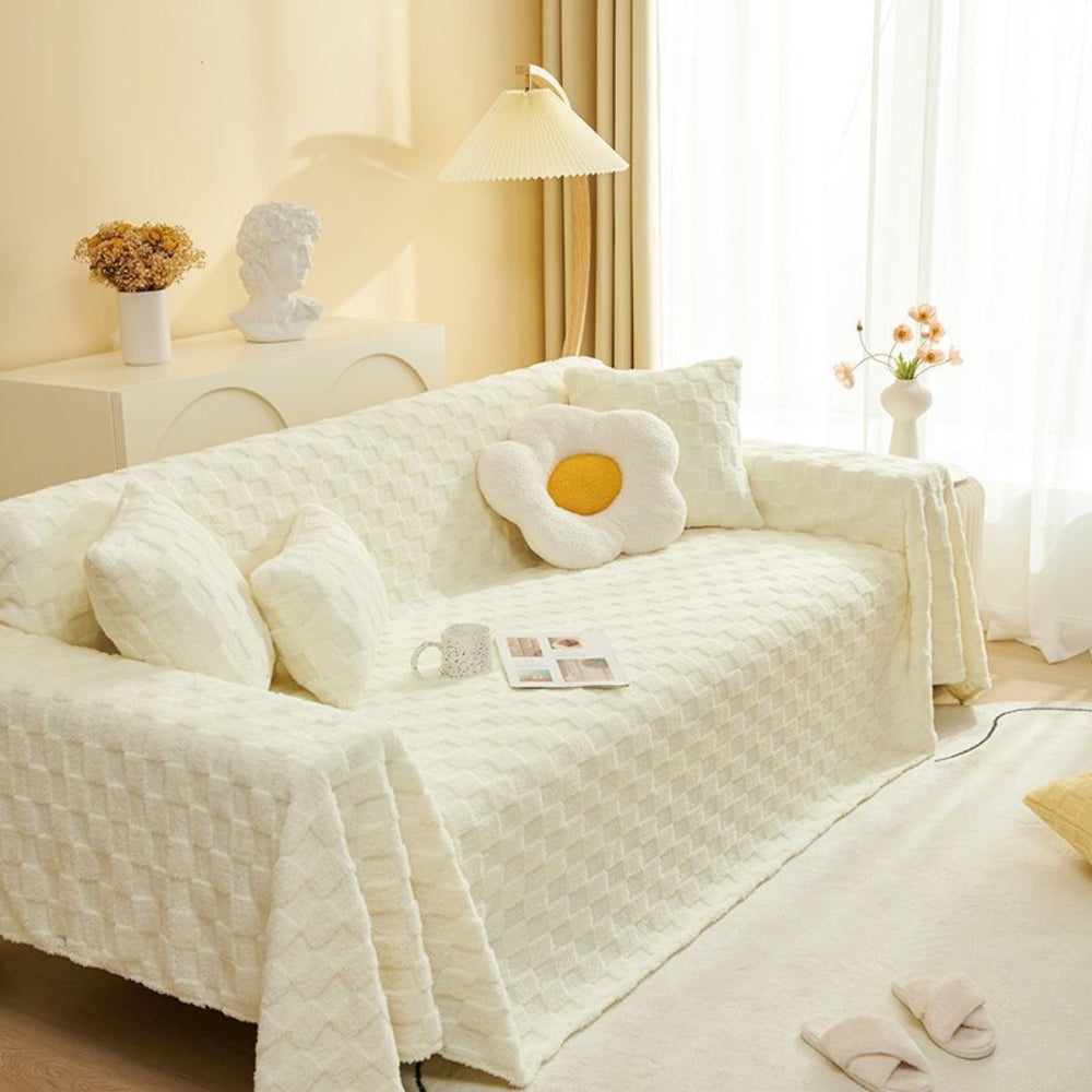Geraffineerde Bankhoes - Pluche Fluweel, Modern Geruit Design 1