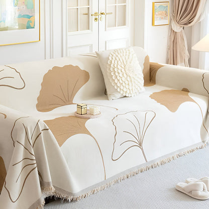 Ginkgo Bankhoes voor Hoekbank - Premium Chenille, Elegant Ginkgo-Patroon 3
