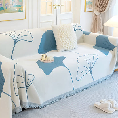 Ginkgo Bankhoes voor Hoekbank - Premium Chenille, Elegant Ginkgo-Patroon 4