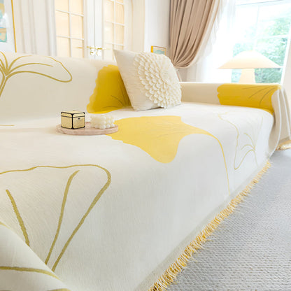 Ginkgo Bankhoes voor Hoekbank - Premium Chenille, Elegant Ginkgo-Patroon 5