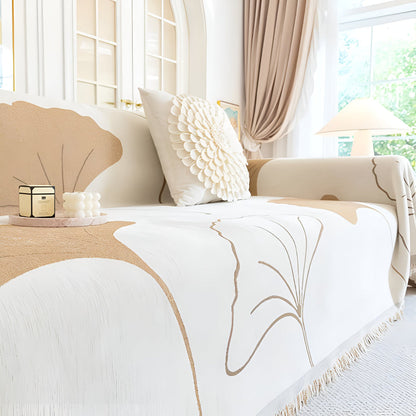 Ginkgo Bankhoes voor Hoekbank - Premium Chenille, Elegant Ginkgo-Patroon 6