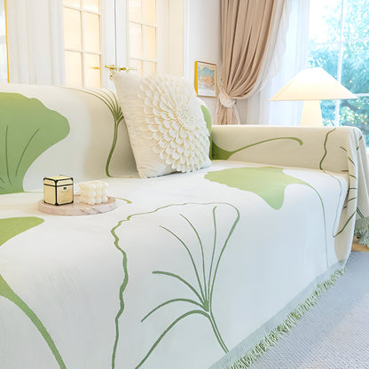 Ginkgo Bankhoes voor Hoekbank - Premium Chenille, Elegant Ginkgo-Patroon 8