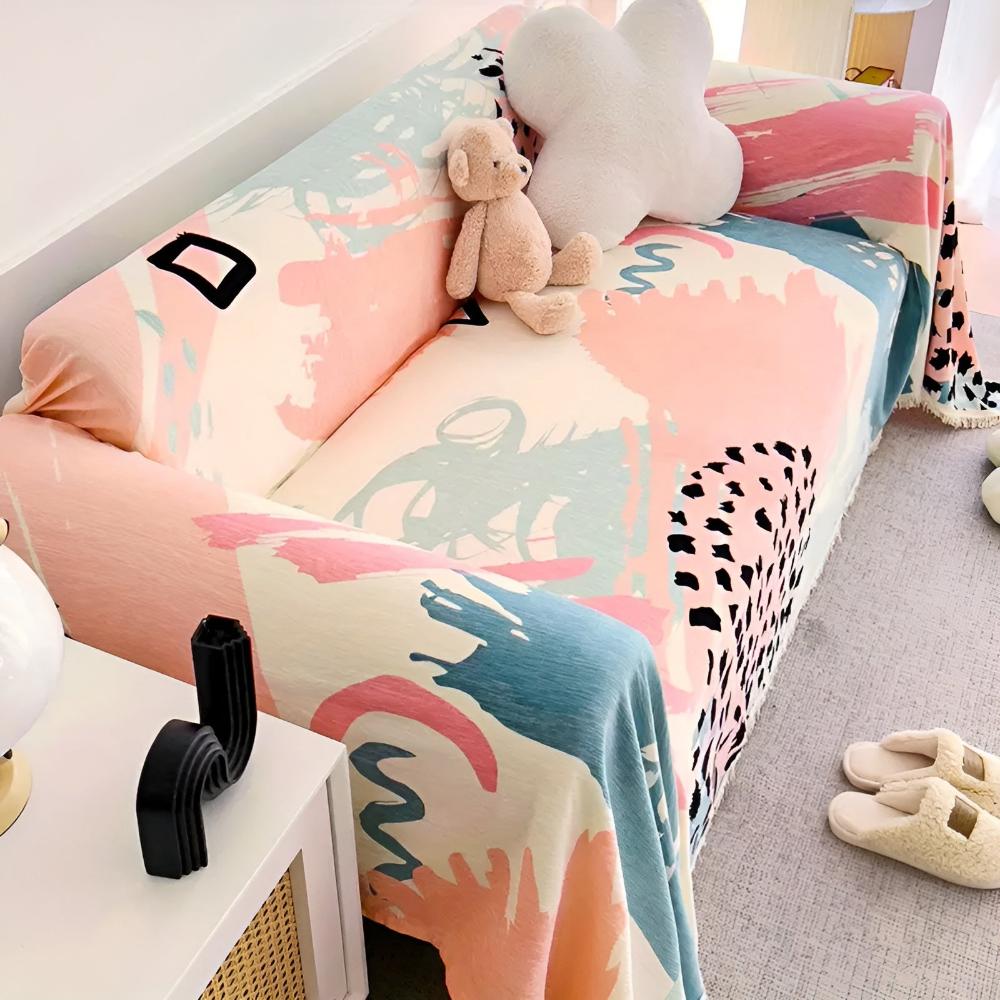 Giraffe Aquarel Bankhoes - Katoen-Linnenmix, Ademend en Multifunctioneel 1