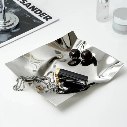 Glimma Dienblad - Gerimpeld Roestvrij Staal, Moderne Luxe Decoratie 1