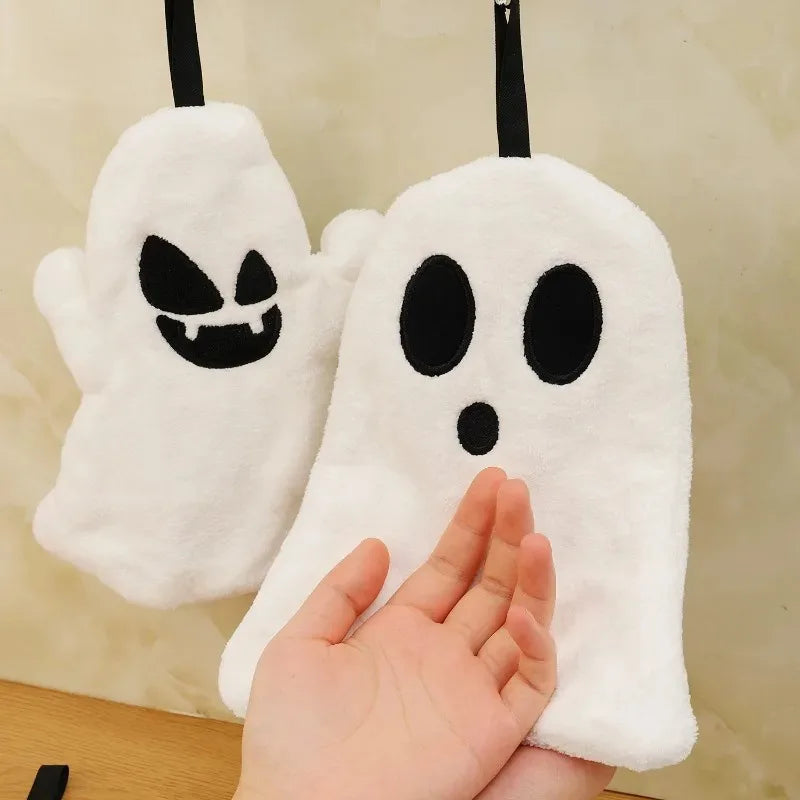 Glimmer Ghost Handdoek - Zacht Koraalfleece, Halloween Thema 4