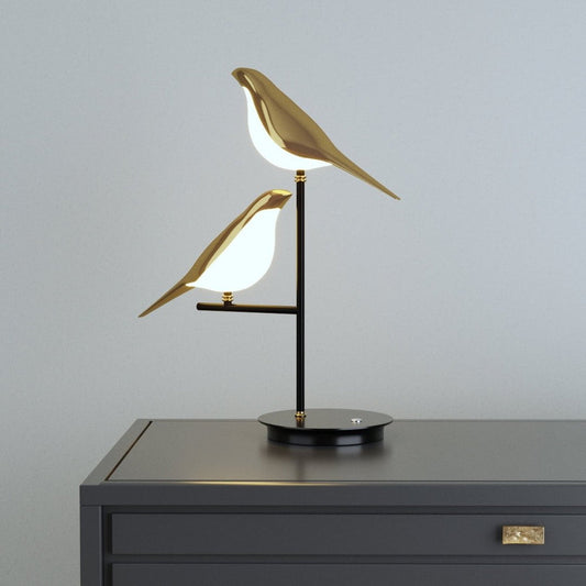 Gouden Vogellicht Wandlamp - Metaal, Scandinavisch Design met LED Verlichting 0